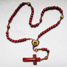 wooden rosary necklace