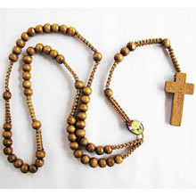 wooden rosary necklace